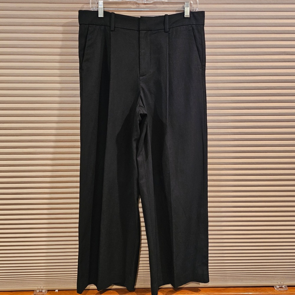 Madewell Slouchy Straight Pleated Pants Black Tencel Linen Blend Wide Leg NWT